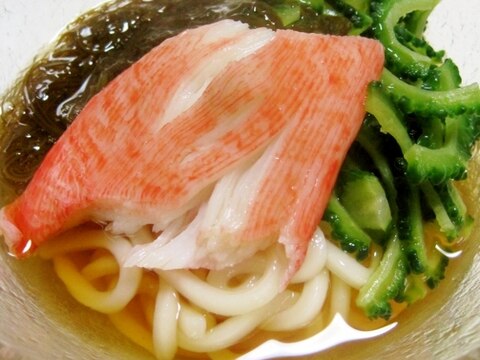 沖縄風？ゴーヤ＆もずくの簡単冷やしうどん